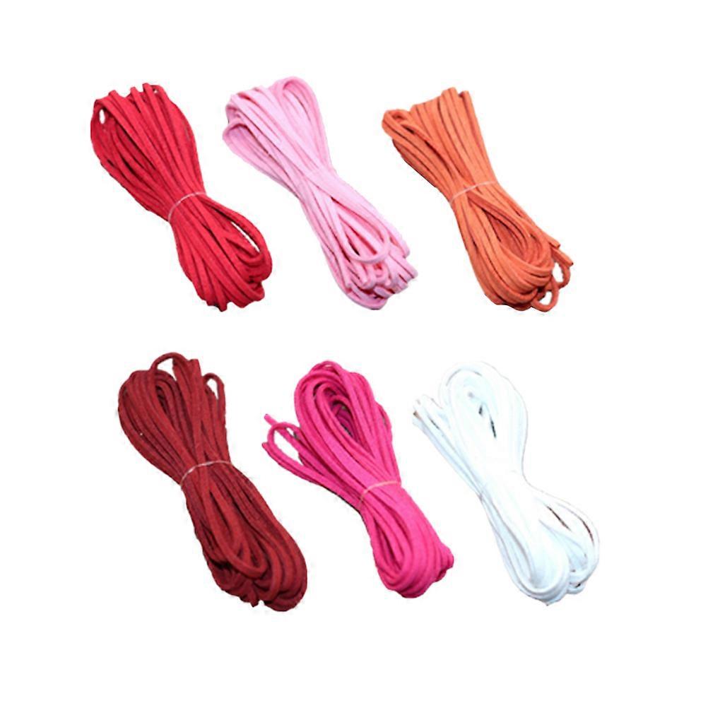 Necklace String Kit Flat Faux Leather Jewelry Cords Diy Handmade Wine Red 5 Meters 3mm 6Pcs