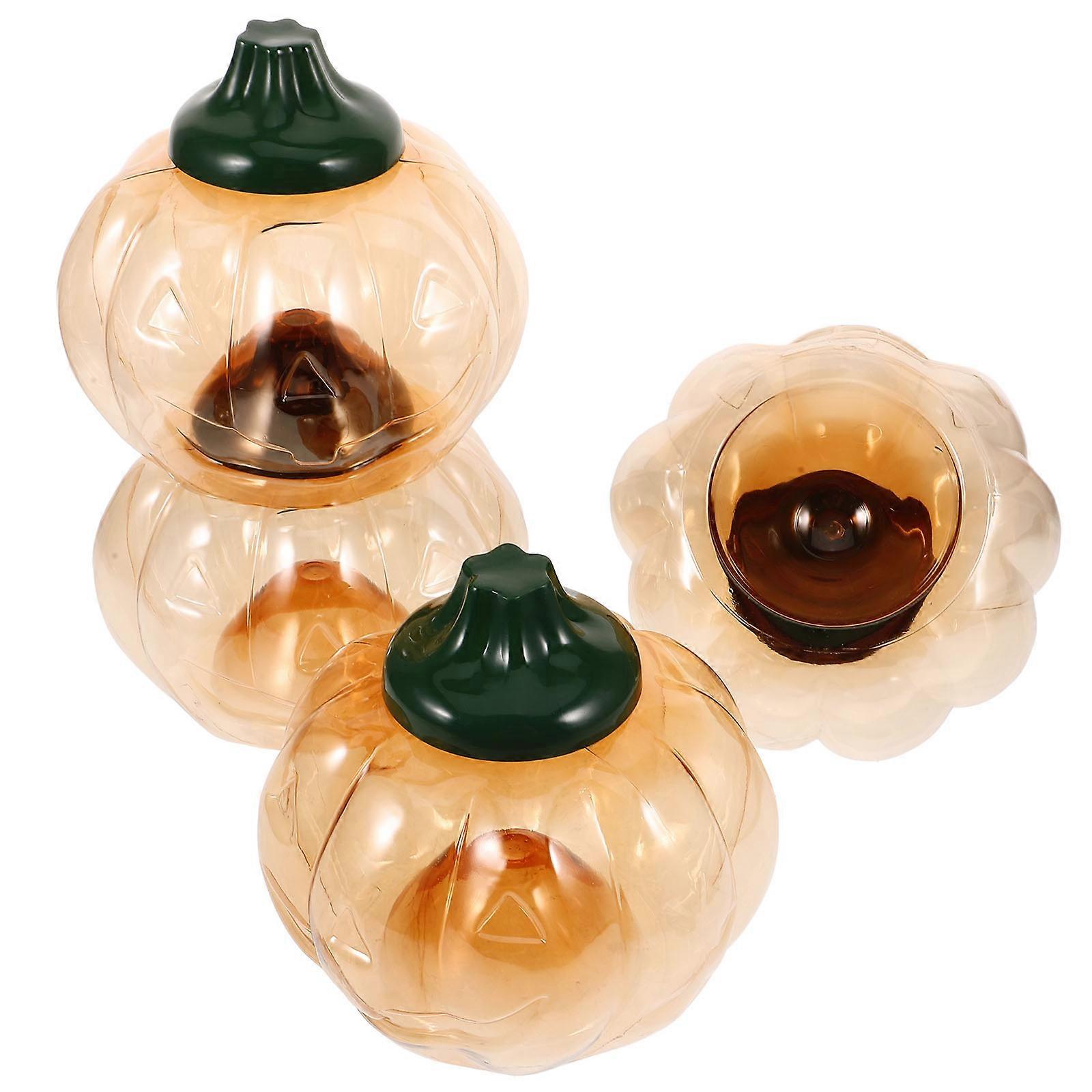 Pumpkin Buckets Halloween Candy Holders Lidded Candy Container With Ropes Light Brown 16.00X16.00X15.00CM Halloween Decoration 4Set