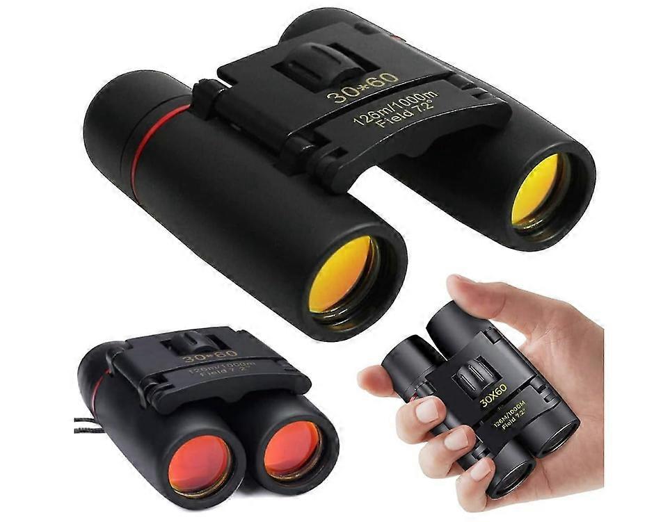 Portable Mini Binoculars 30x60, Folding Waterproof Mini Telescope with 8X Magnification Day Vision(Black)