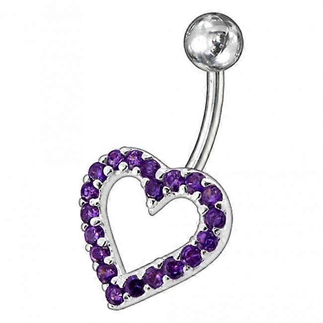 Fancy Heart Jewelled Non-moving Titanium Bar Belly Ring