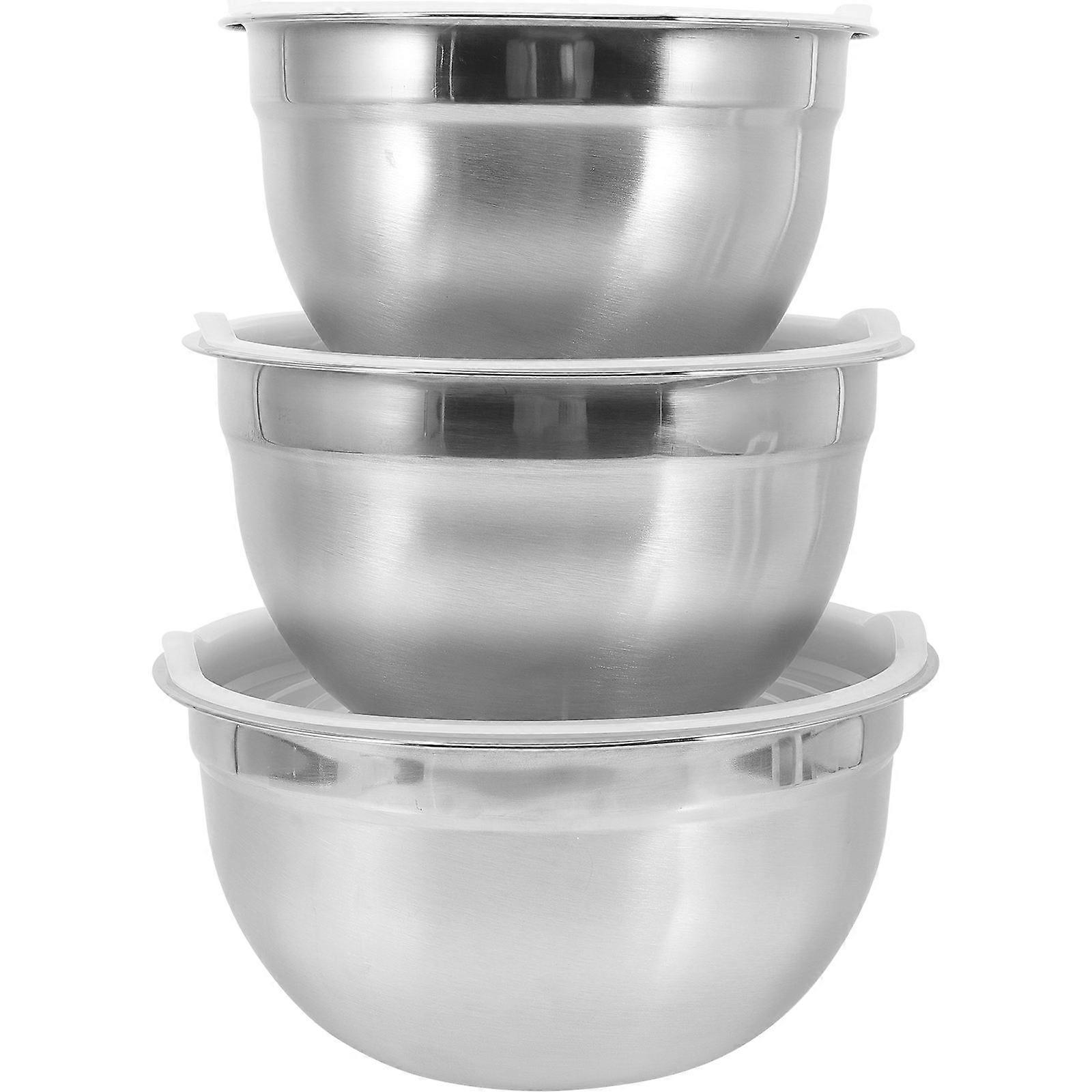 Mixing Bowls With Lids For Housewives Kitchenware Silver 22x22cm 3Pcs