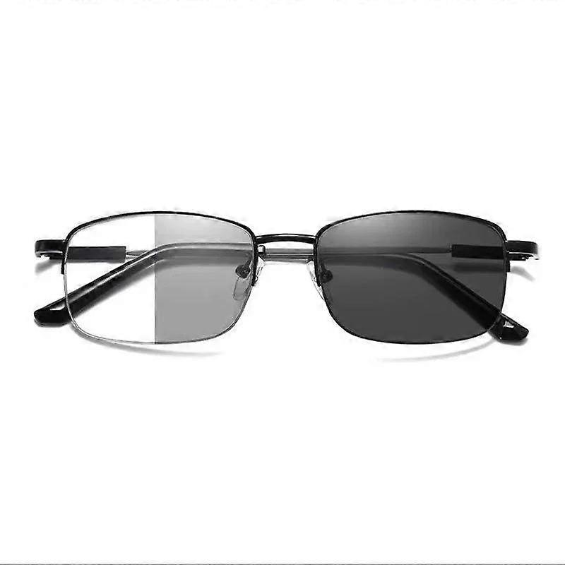 Business Men Bifocal Reading Glasses Luxury Outdoor Color Changing Photochromic Sunglasses Finished Prescritpion Eyewear To +4.0
