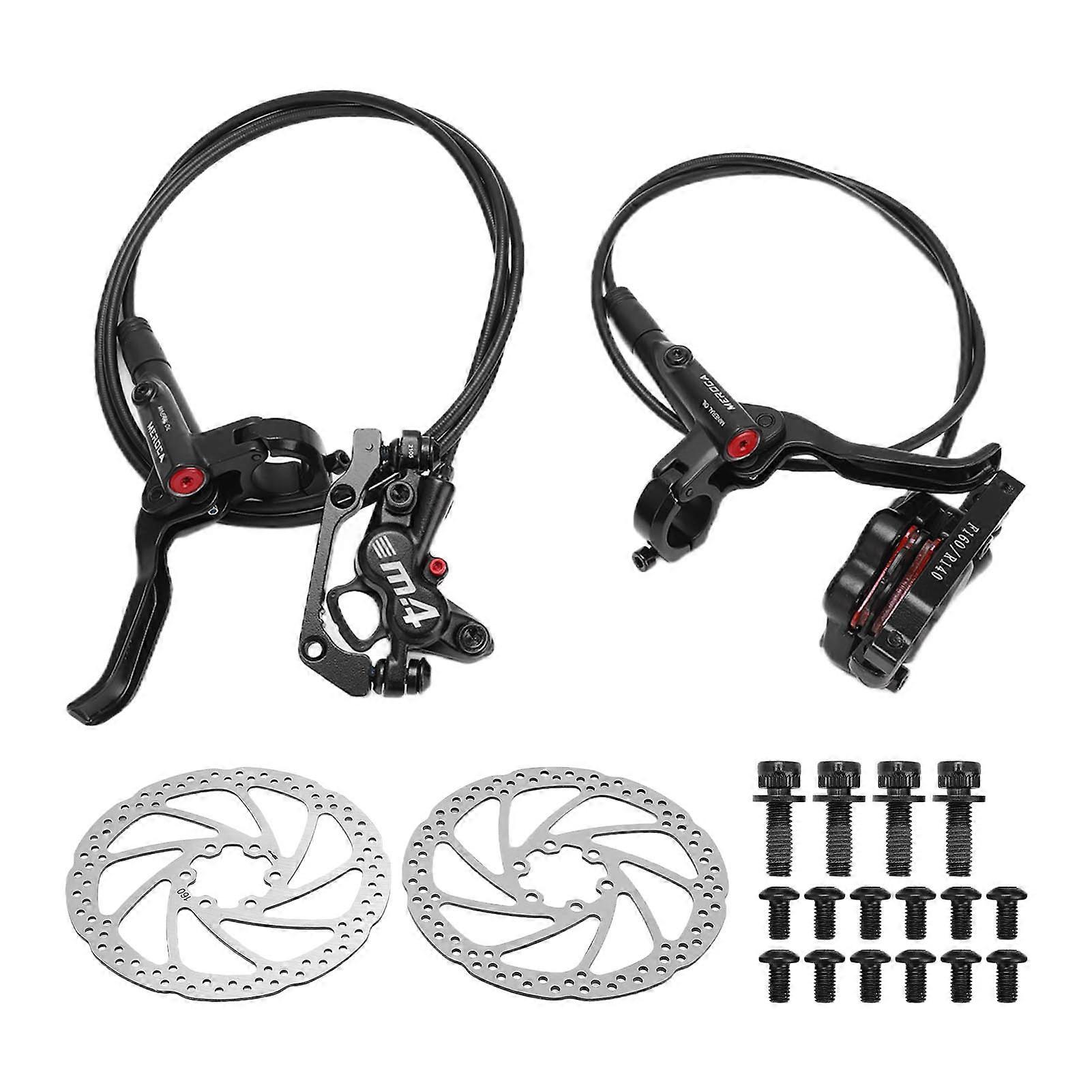 MEROCA M4 MTB Oil Pressure Disc Brakes Kit MT420 Front Rear Calipers 4 Piston with 1 Pair 160mm Disc Brake Rotor
