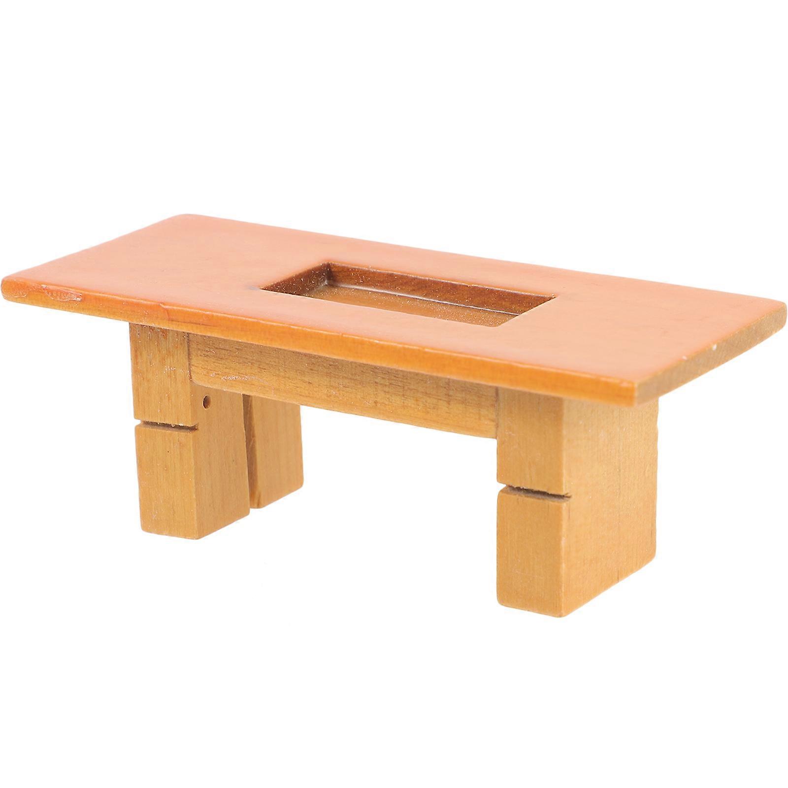 Mini Tea Table Decor Wooden Tea Table Model Diy Projects 7.7x3.3cm 1Set