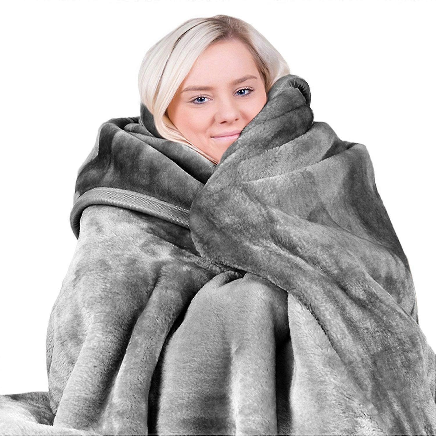 Laura Hill Queen Size Faux Mink Blanket Soft Plush Double Sided Bedding Throw Rug Blankets