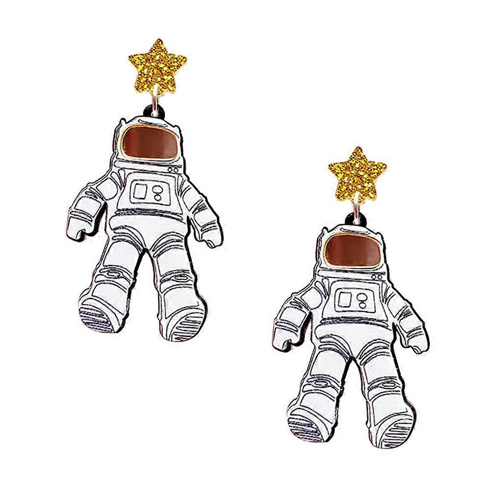 Cute Earrings For Women Astronaut Shape Romantic Style Star Design 6 x 3 x 0.4 Cm Acrylic 1 Pair