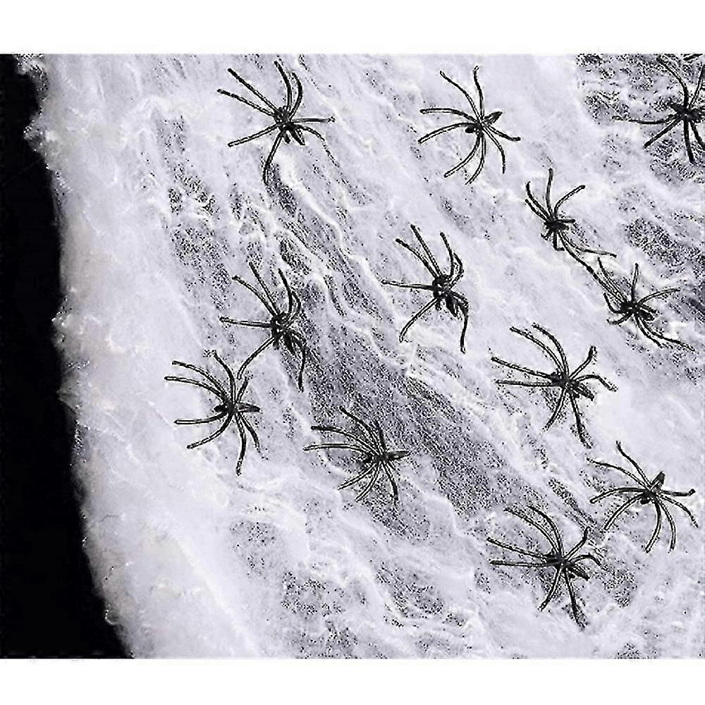 Glow-in-the-Dark Halloween Spider Decor - Cotton Web for Haunted House Props