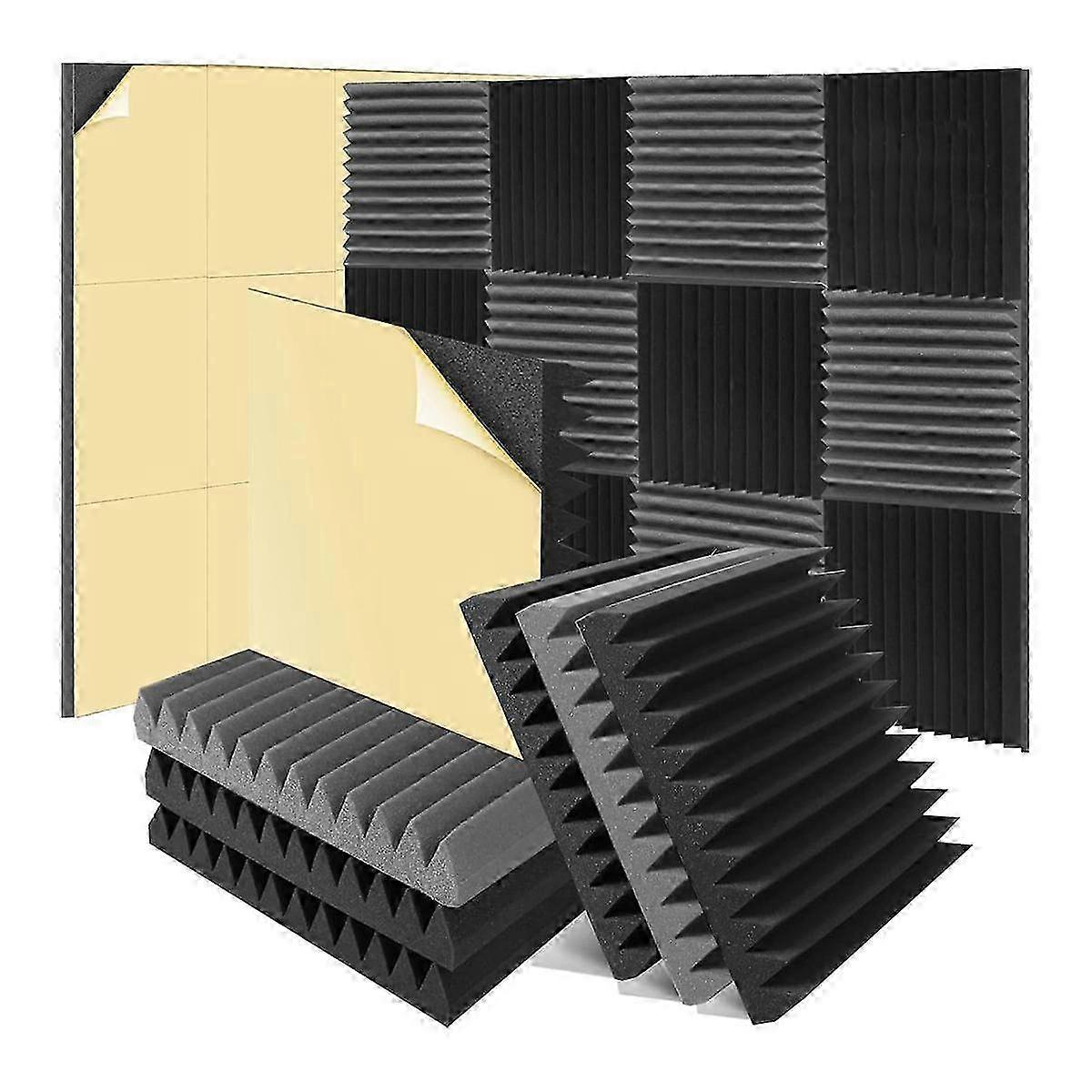 12 Pack 2X12X12 Inch Soundproof Wall Panels Self-Adhesive, Wedge Foam Panels for Home Studio