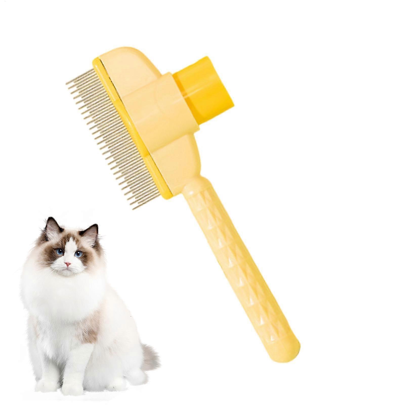 Flea comb for cats, cat hair remover brush Defaux fur Comb with release button, grooming brush, easyclean