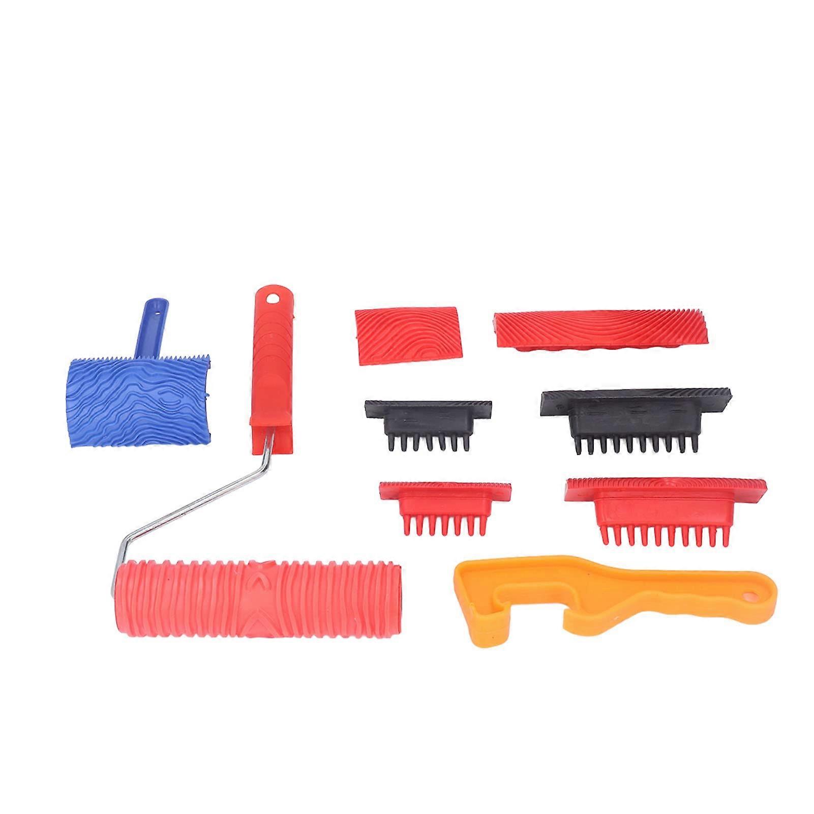Wood Grain Texture Tool Set, Durable Rubber Pattern Rollers for Home Decoration on Walls, Floors, and Furniture