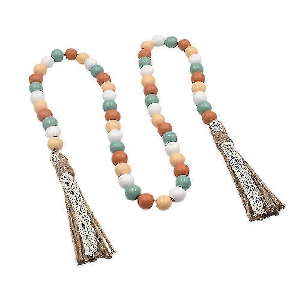 Wooden Beaded Garland Decoration with Tassel for Party Hanging Ornament