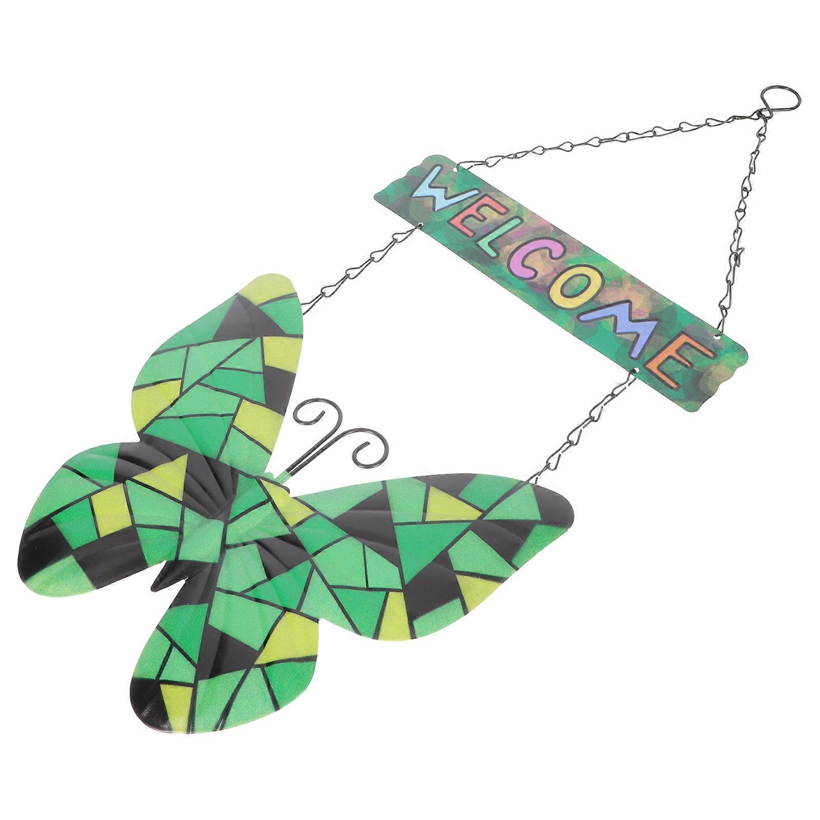 Hanging Welcome Sign with Butterflies, Decorative Garden Porch Ornament, Durable Hanging Board for Front Door, Cheerful Design for All Occasions