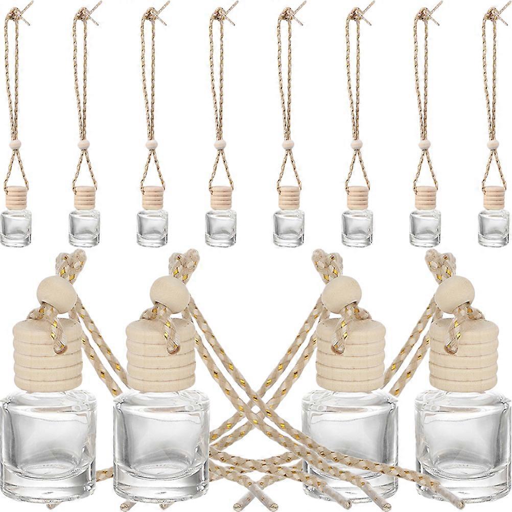 12pcs Hanging Glass Perfume Bottles with Wooden Caps – Transparent Aromatherapy Containers for Car & Home – Compact Lightweight Design for Air