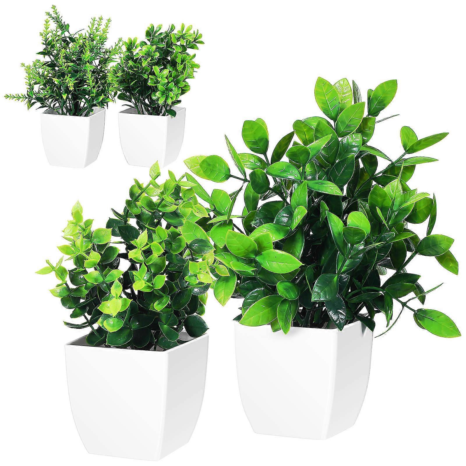 4pcs Realistic Faux Potted Plants, Versatile Greenery Decor for Home, Office & Patio, Low Maintenance Artificial Plants