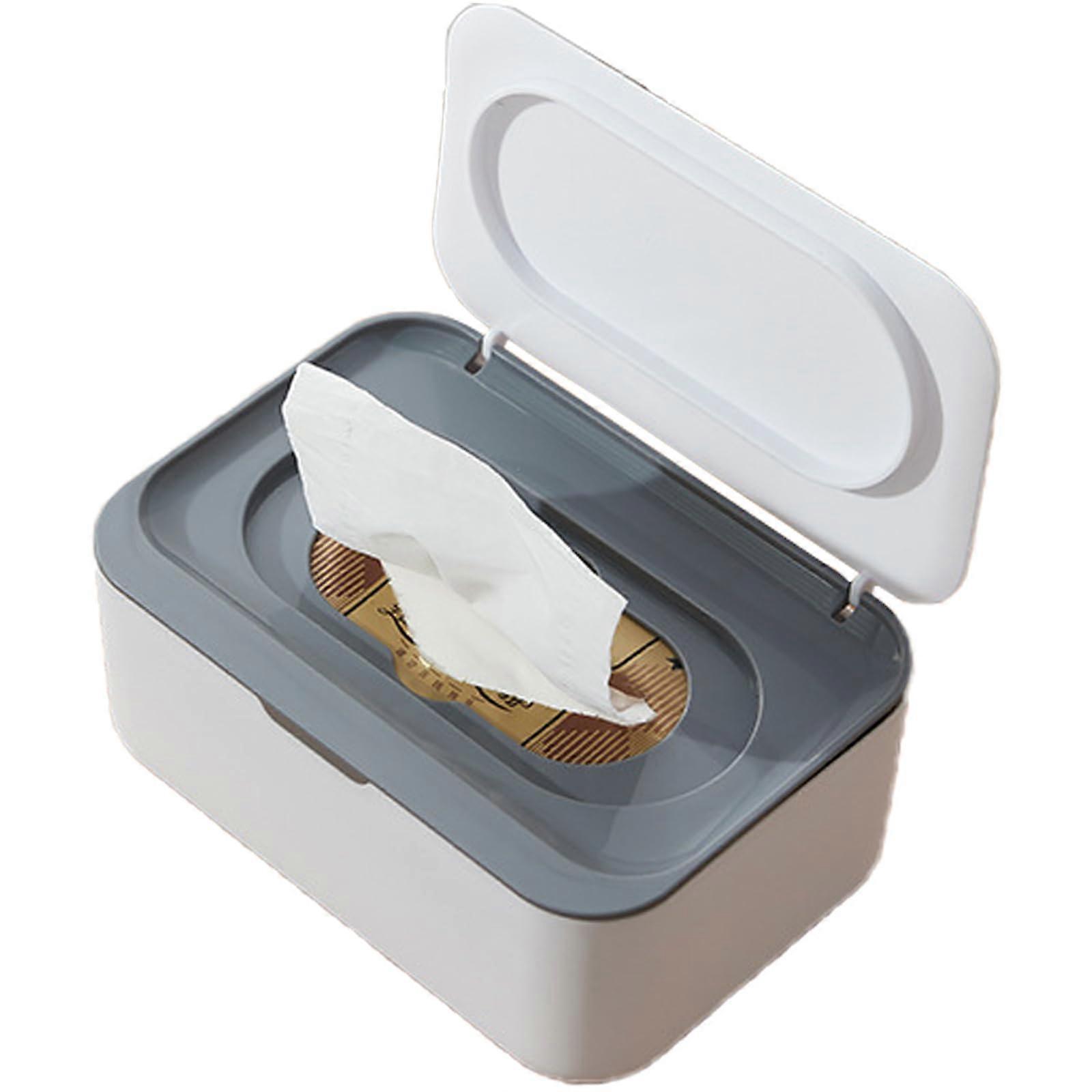 Paper towel holder with lid, elegant fabric storage box, refillable napkin dispenser, stylish wet wipes storage case, gray