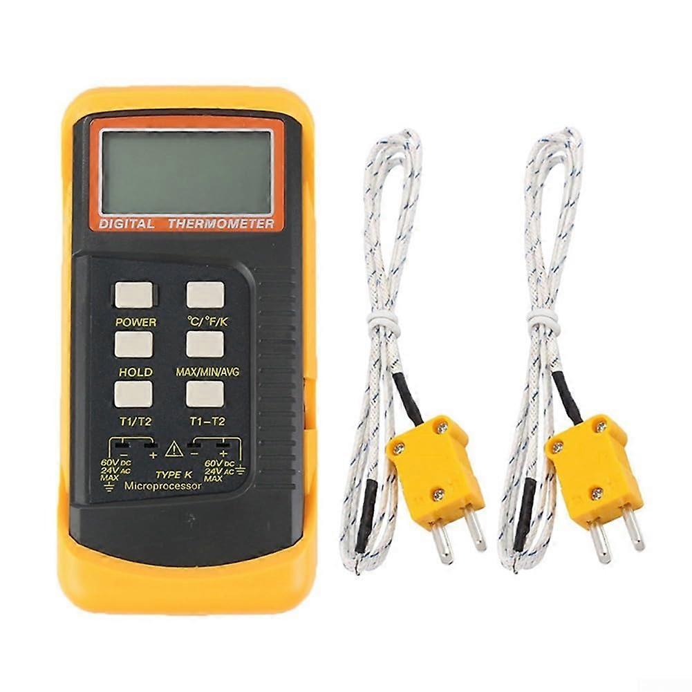 Digital K Type Temperature Meter with Dual Probes and Comprehensive Functions