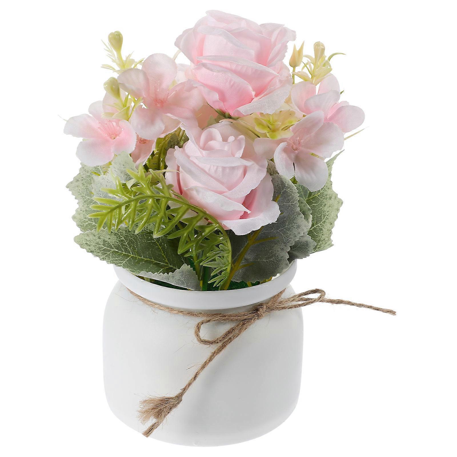 محاكاة بونساي الصغيرة مع النباتات الخضراء ديكور سطح المكتب بونساي شجرة الوردي 20.00X17.00X17.00CM أصحاب الأعمال 1Pack