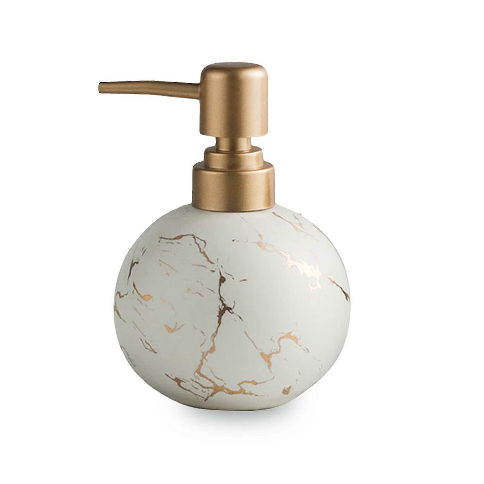 Soap dispenser with marble pattern, pump, refillable, gray, 300 ml