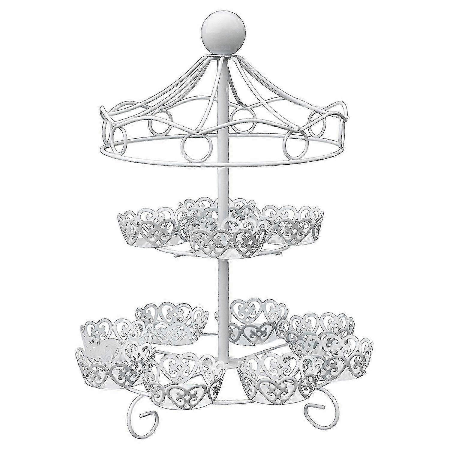 2 Layer-12 Count Carousel Cupcake Stand Holder Display Wedding Cake Cup Display Stand bs
