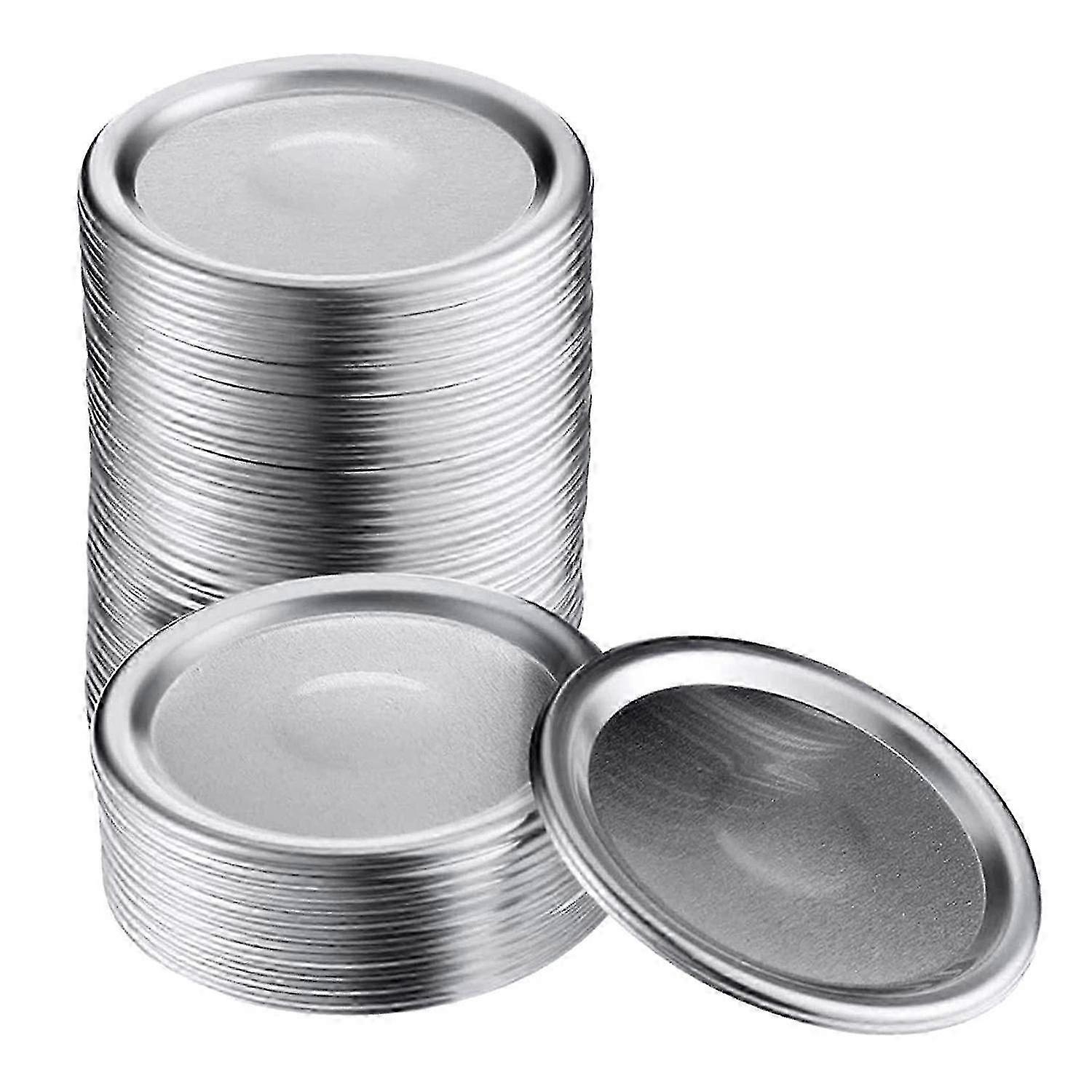 50 Pcs Wide Mouth 86 MM Jar Canning Lids, Reusable Leak Proof Split-Type Silver Lids with Silicone js
