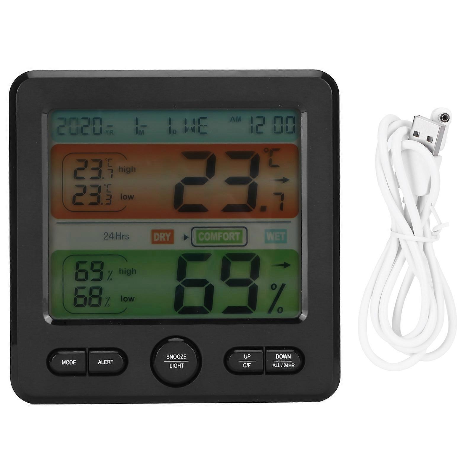 Digital Color Screen Temperature and Humidity Meter Indoor Thermometer Hygrometer Clock