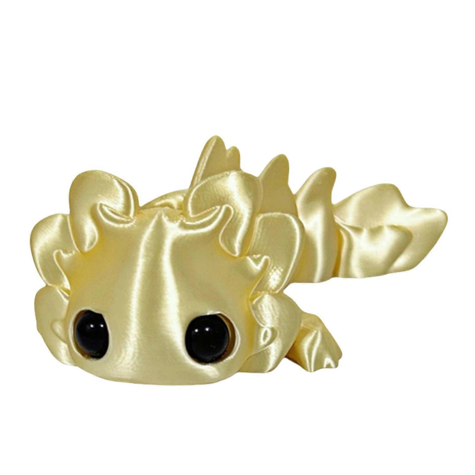 Printing Salamander Statue Home Decorations Joints Movable Realistic Miniature Animal Figure Aurora Yellow