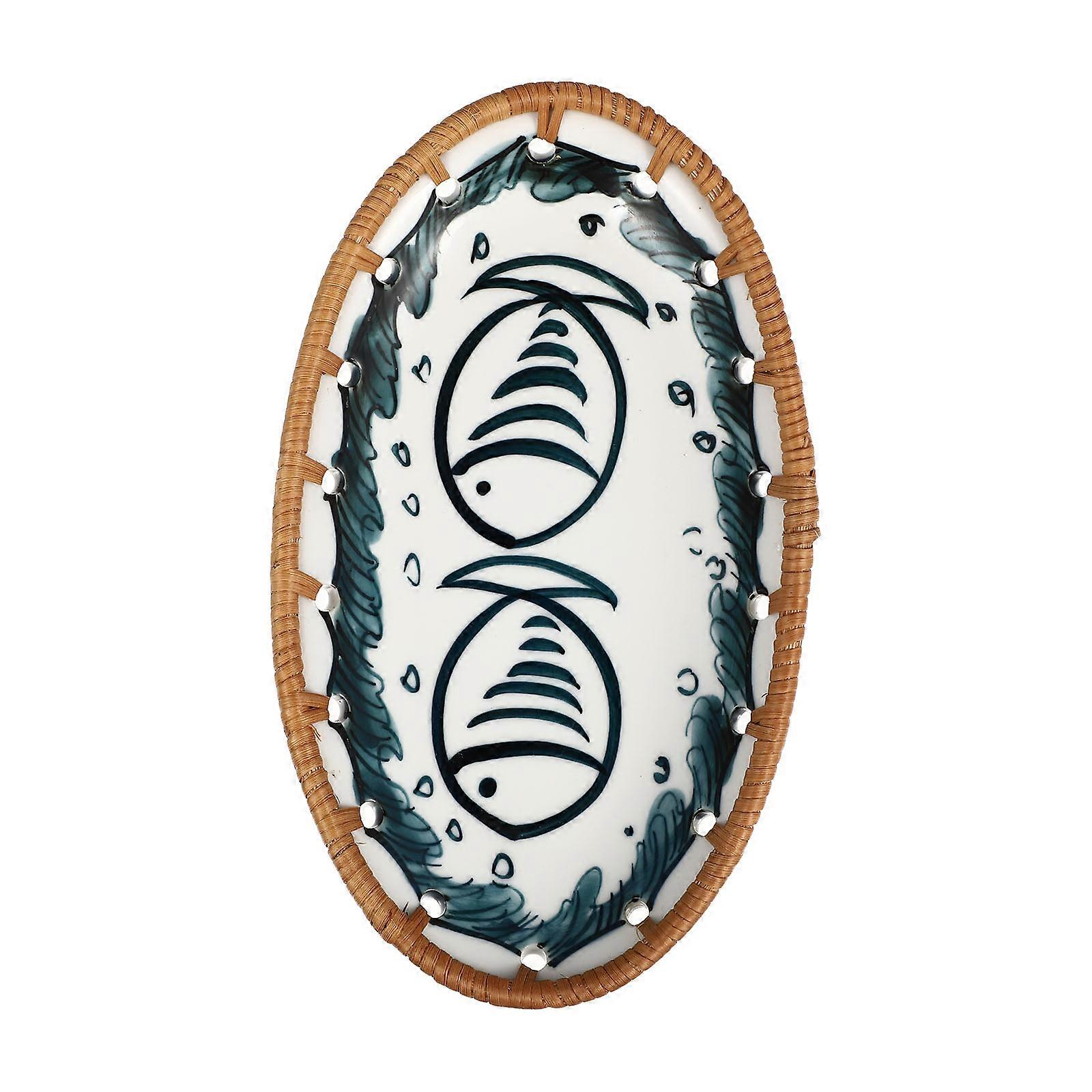 Thickened Fruit Plate Japanese Style Rattan Ceramics For Dining Table 19.5X11.5X2.5CM Decoration 1Pcs