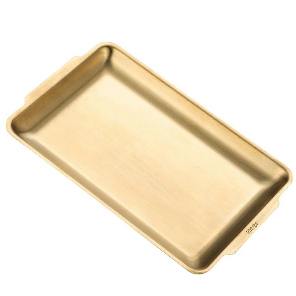 Golden Stainless Steel Food Plate for Kitchen Use Smooth Edges and Materials 1Pc