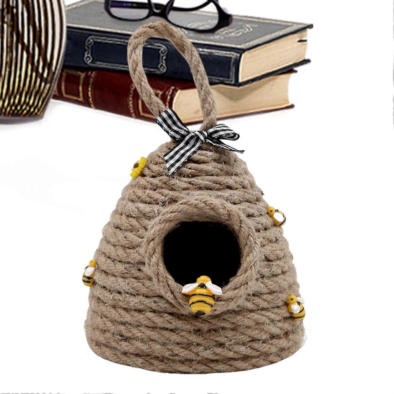 Beehive Ornaments, Beehive Pendants - Handmade Decorative Honey Bee Figures for Farmhouse Desktop Shelves and Kitchen Decor