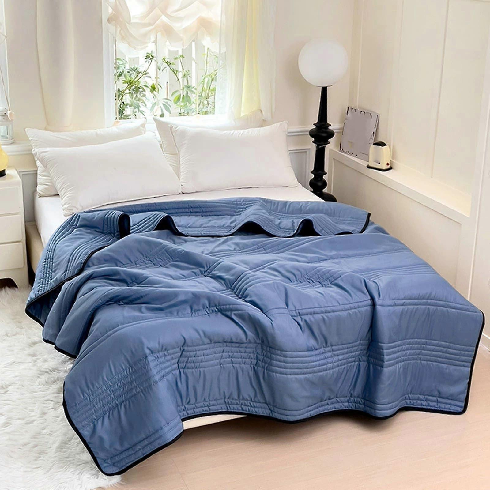 Nuvodreams Cooling Blanket, Summer Double Side Cooling Blankets, Breathable Lightweight Silk Smooth, MachineWashable Dark Blue 110*150cm/43.3*59.1in