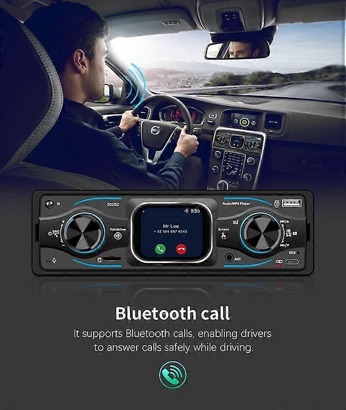 Car Stereo Single Din Bluetooth USB AM/FM AUX Steering Wheel Control Hands-Free Calling