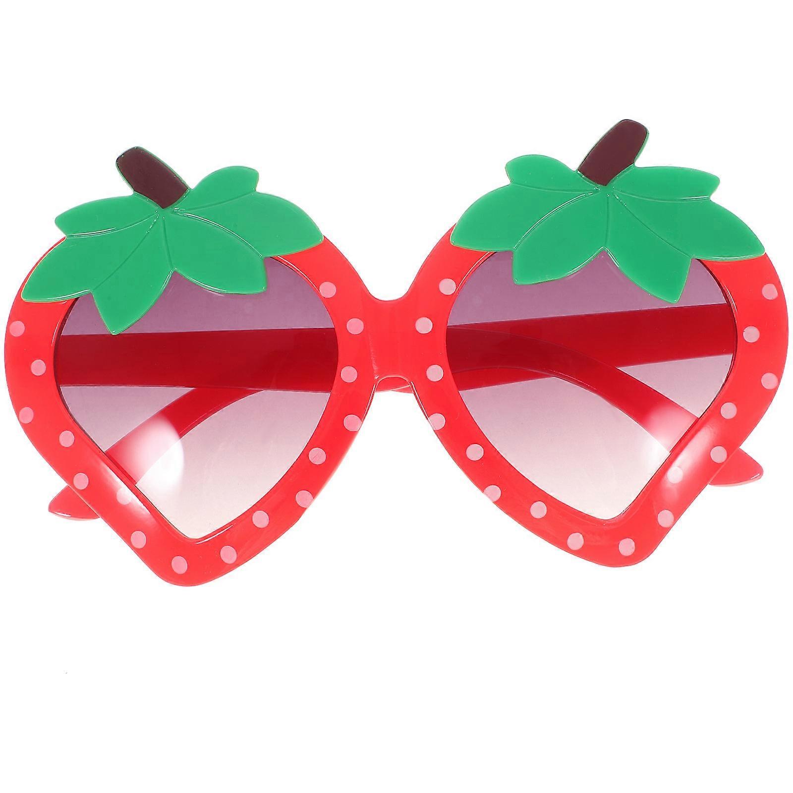 Fruit Style Sunglasses for Party Use Red Plastic Strawberry Glasses with Flexible Legs 1pc