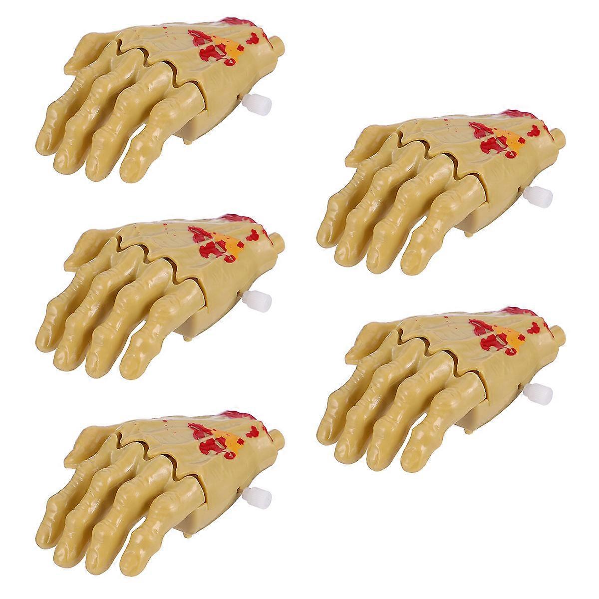 5PCS Spooky Wind Up Ghost Hand Toy – Scary Clockwork Jumping Decoration for Halloween Party Prank