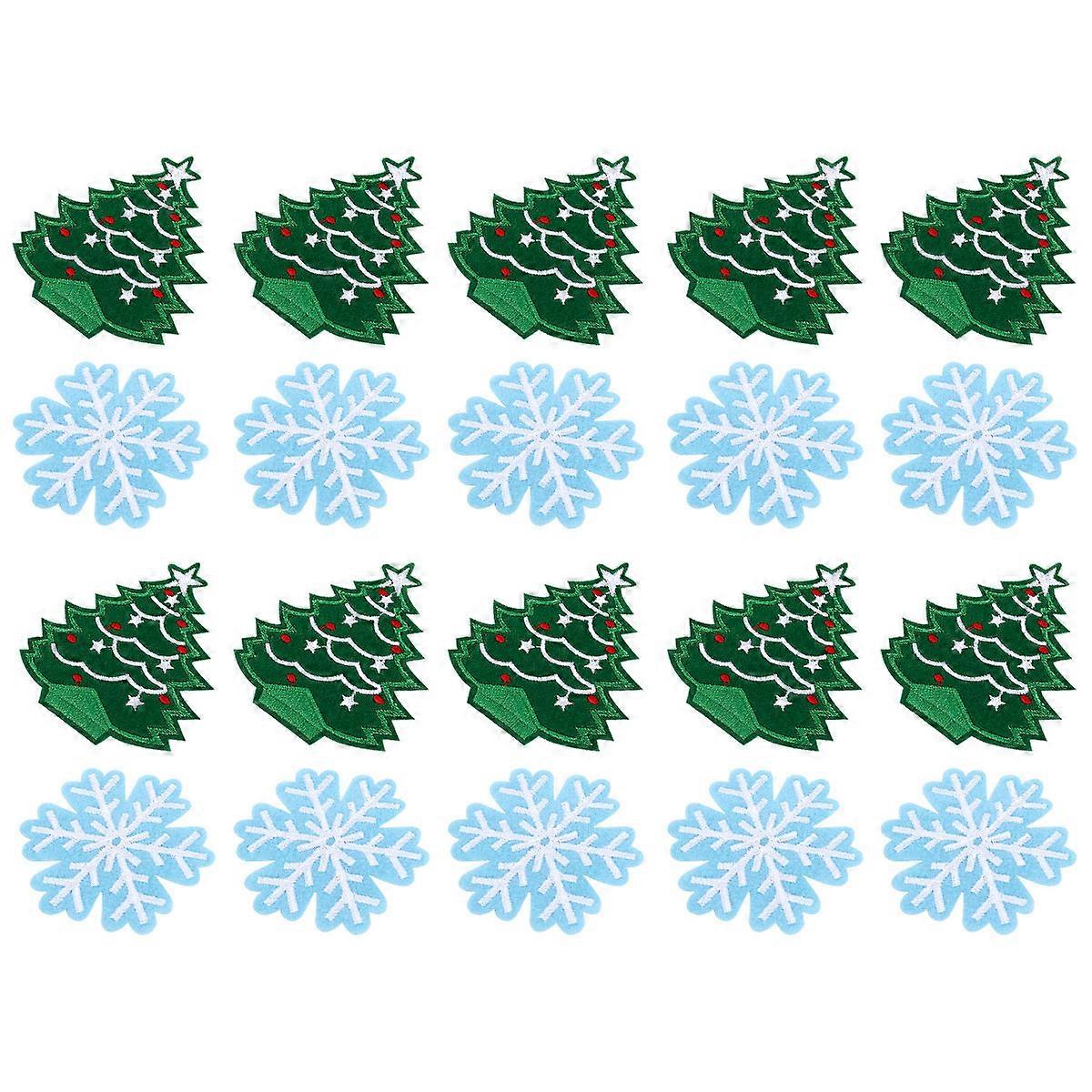 Sewing Patches Adorable Delicate Polyester Christmas Applique Non-Woven Rectangular Decorative 20Pack