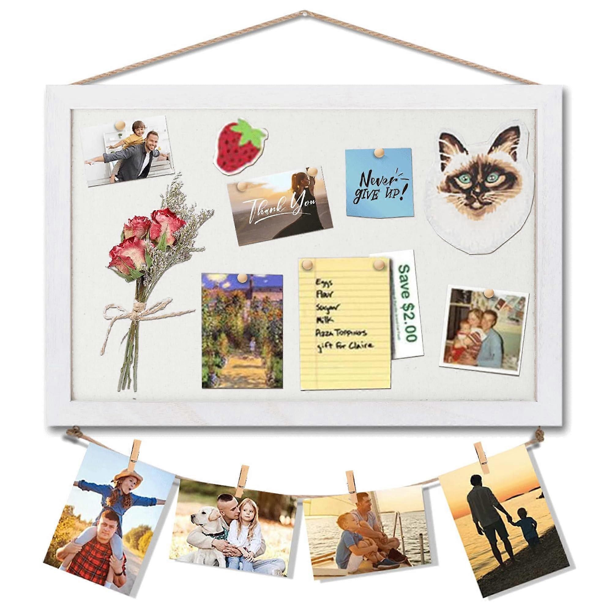 Cork Board with Felt and Strings, Wooden Frame for Home, Office, School