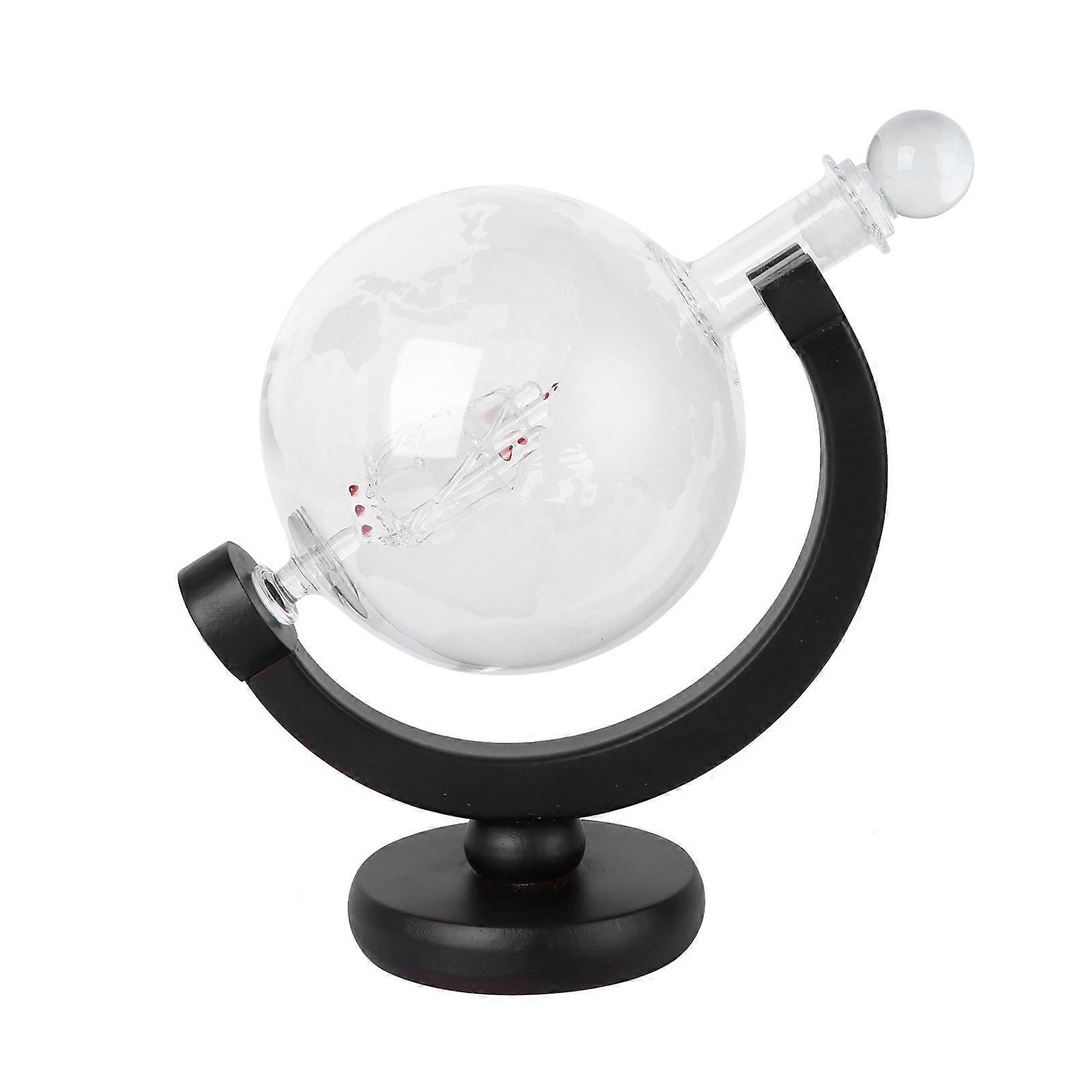 Globe Whiskey Decanter Alcohol Bottle Wood Storage 1Pcs