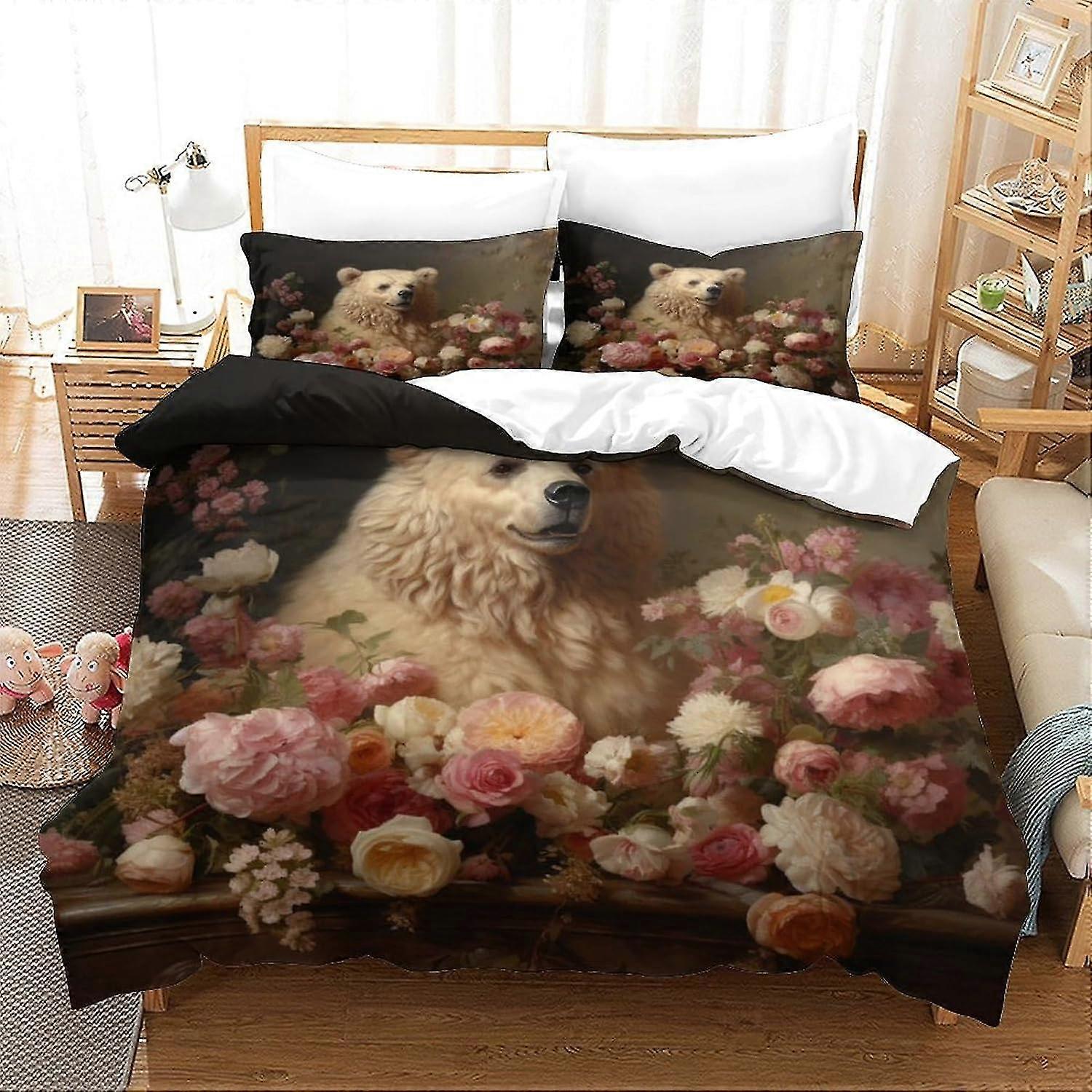 3 Piece Bedding Set with 3D Duvet Cover and Pillowcases, Hypoallergenic Soft Microfiber, Double Size