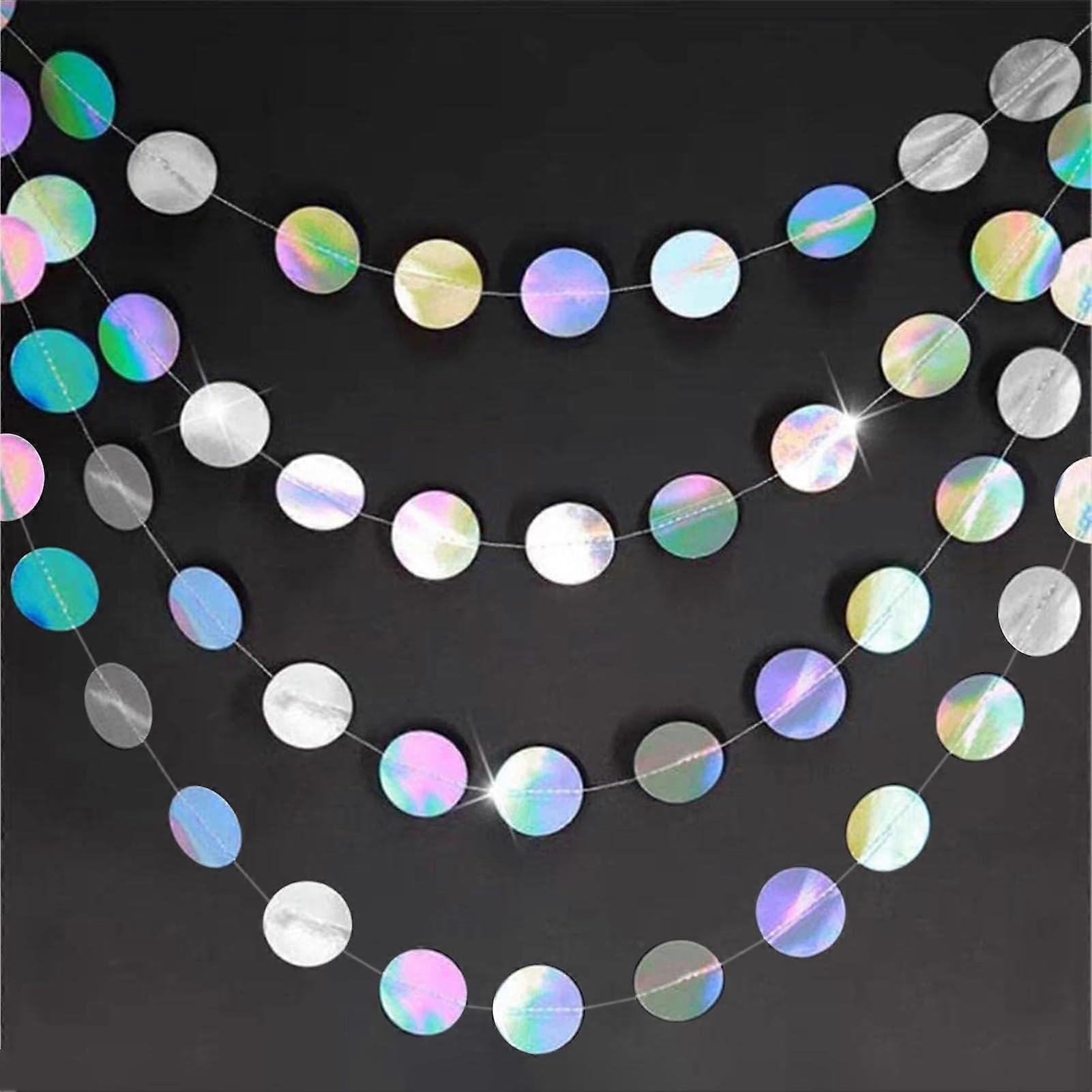15.8m shimmering circle dot fringe garland rainbow twinkle paper banner background