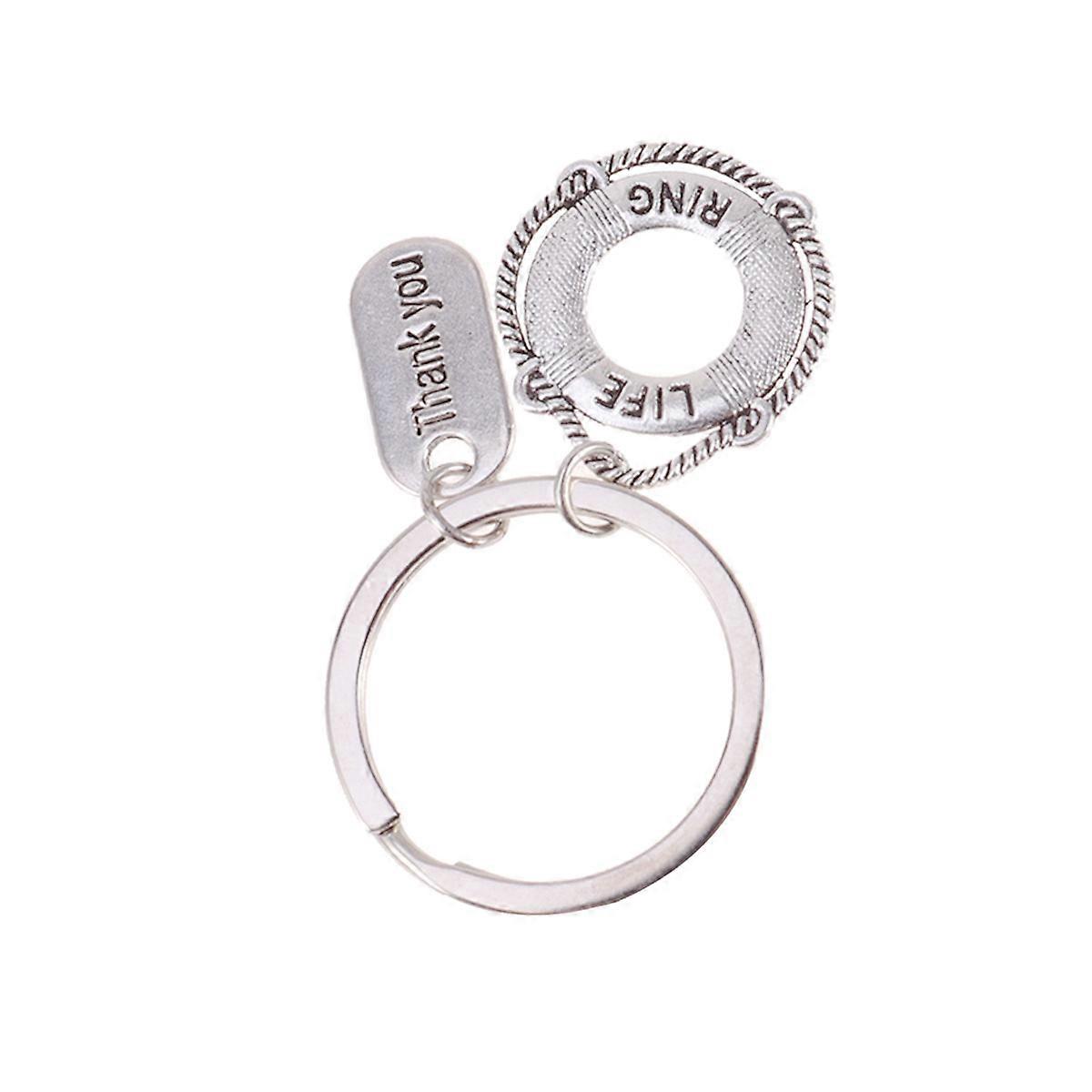 Engraved Keychain Life Ring Shape Lightweight Metal Material 1Pc