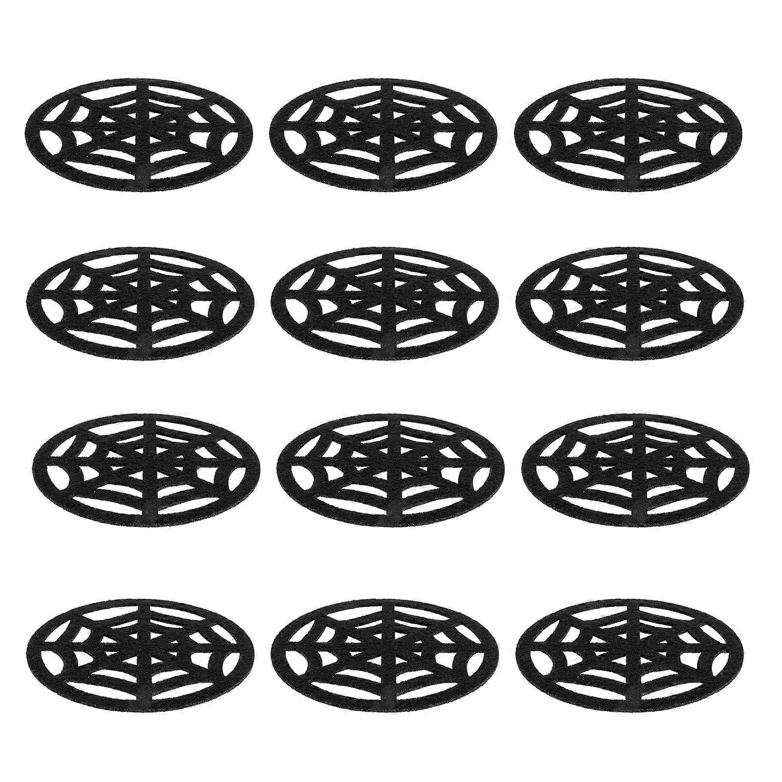 Halloween Spider Web Coasters Nonwoven Fabric Party Decorations Black 10x10cm Table Decoration 12Pcs