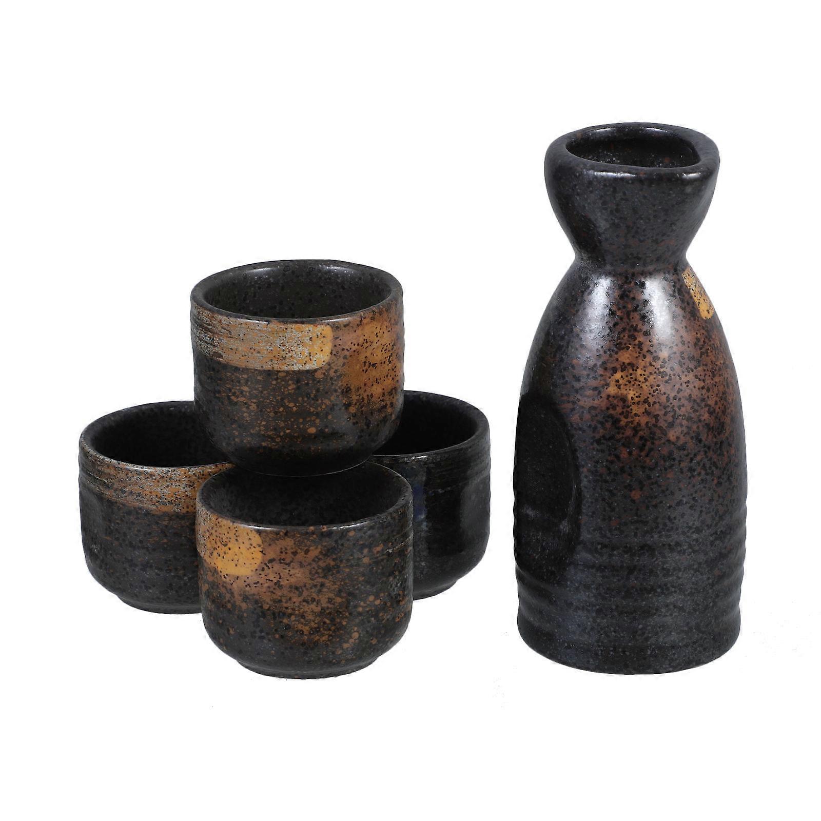 Ceramic Japanese Sake Set for Serving 1Set Including Decorative Sake Bottle