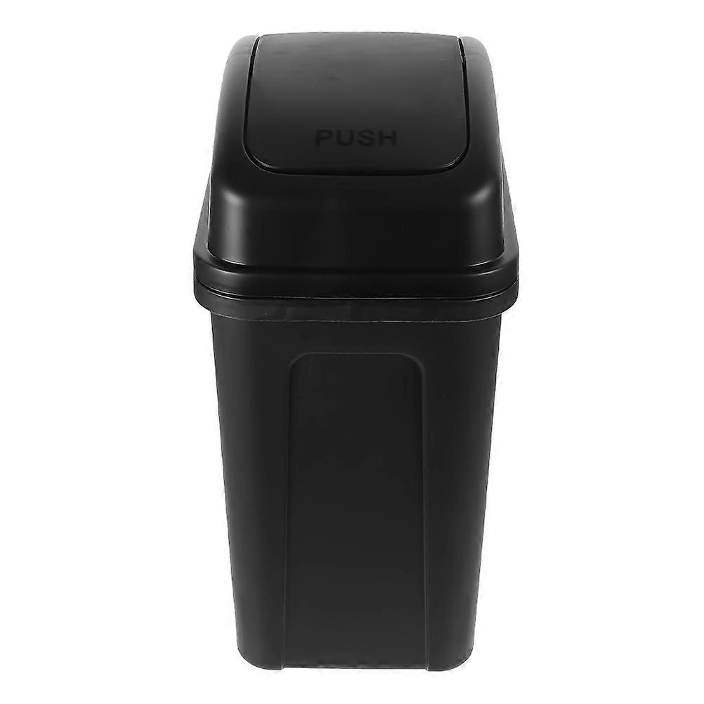 Black PP Swing Lid Waste Bin for Home Use Convenient Garbage Can Great for Kitchen and Office 3.2 Gallon