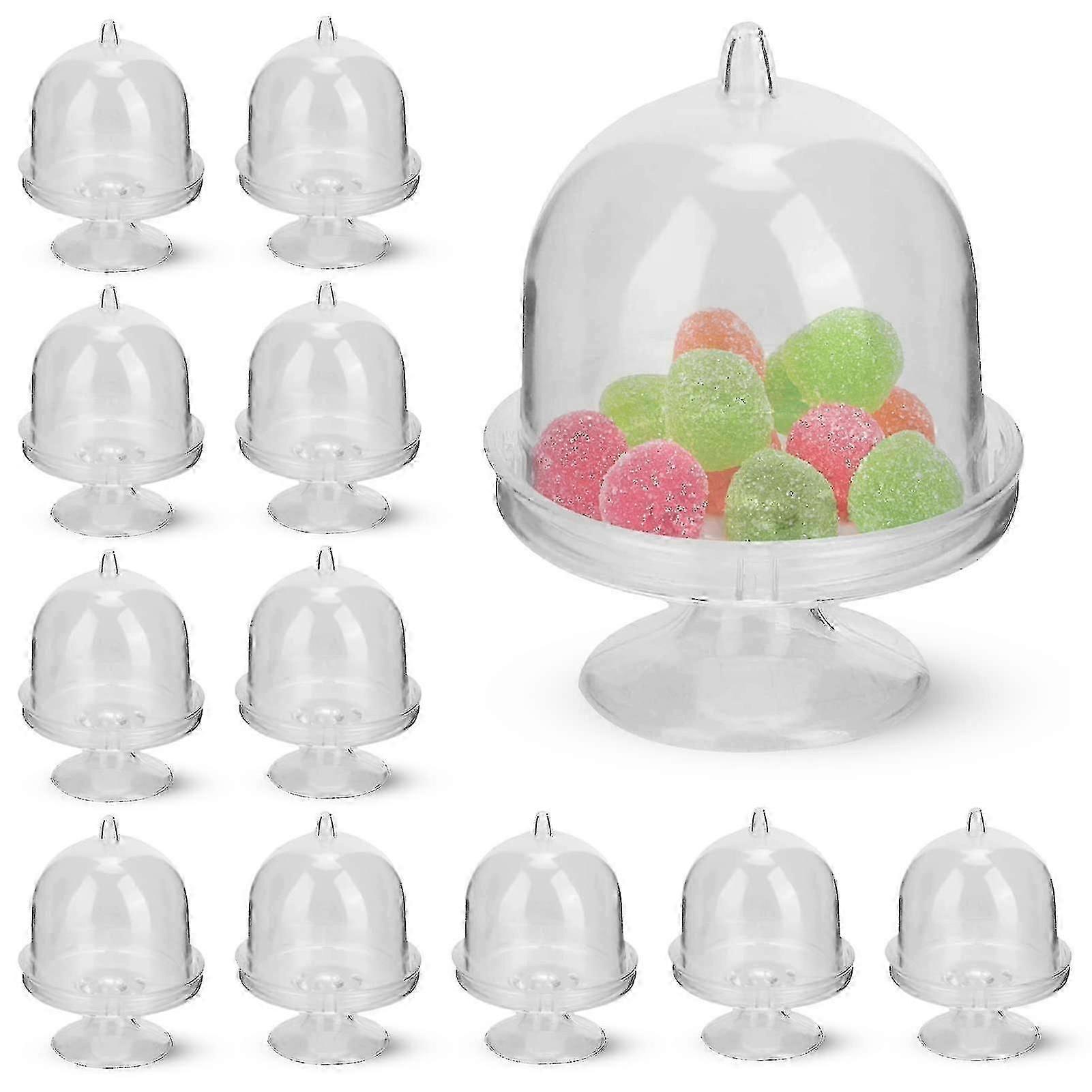 12pcs Elegant Mini Cake Stands with Dome Covers for Dessert Displays