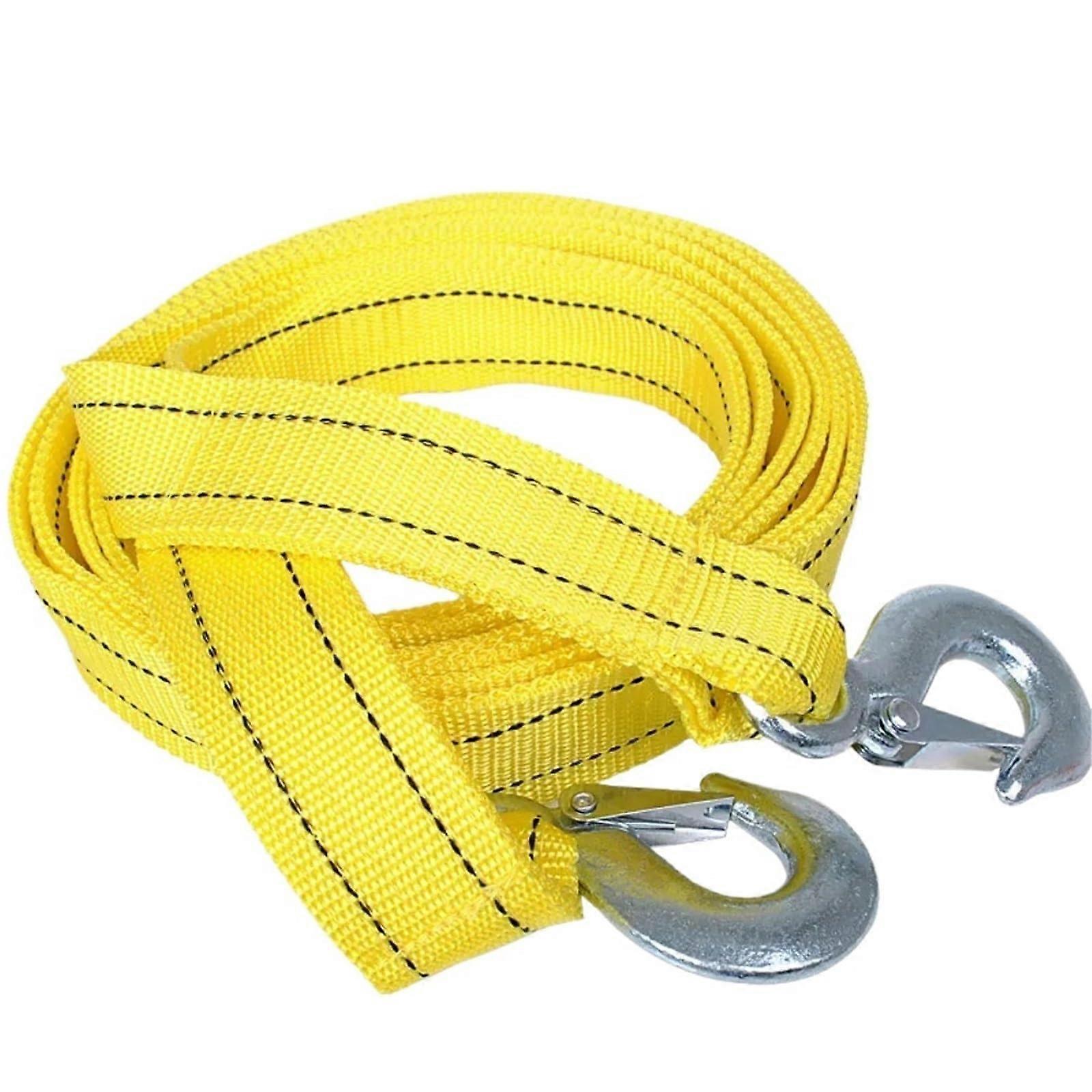 Auto Tow Cable 1 Piece, Durable 3 Ton Capacity, Double Thick Towing Strap with Hook Rope for Vehicle Recycling and Transport