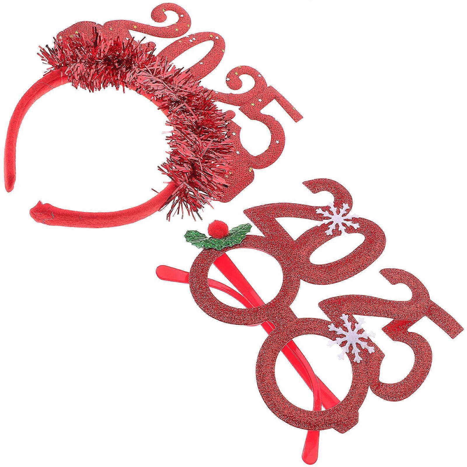 New Year Eve Party Favors New Year Theme Headband Red Color Decorative Accessory 1 Set