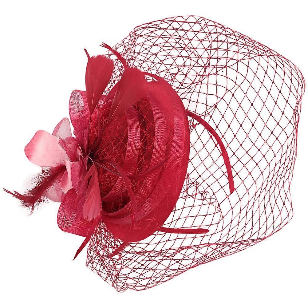 Fascinator Headband Dark Red Artificial with Elegant Look Fascinator Clip for Decoration Use