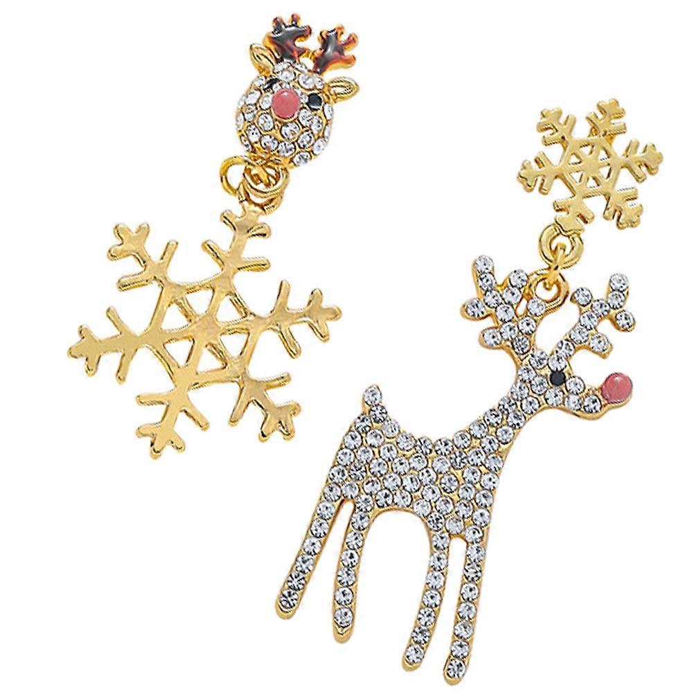 1 Pair Christmas Elk Snowflake Earrings Rhinestone Ear Rings Ear Chains