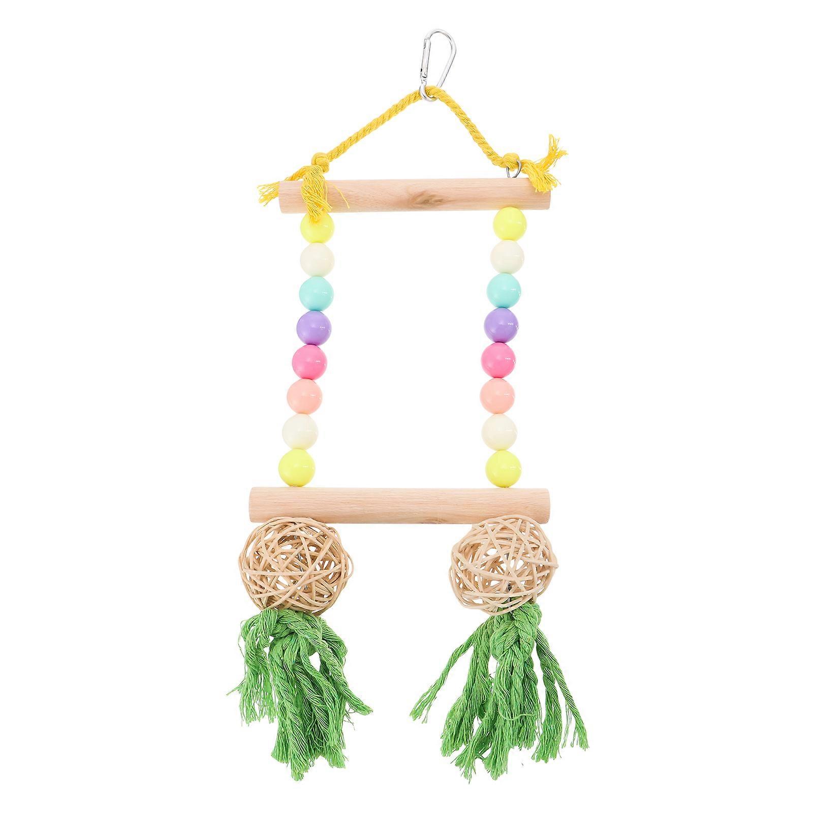 Wooden Acrylic Bead Bird Swing Stick for Parrots, Budgies, Cockatiels – Durable Cage Accessory for Easy Installation