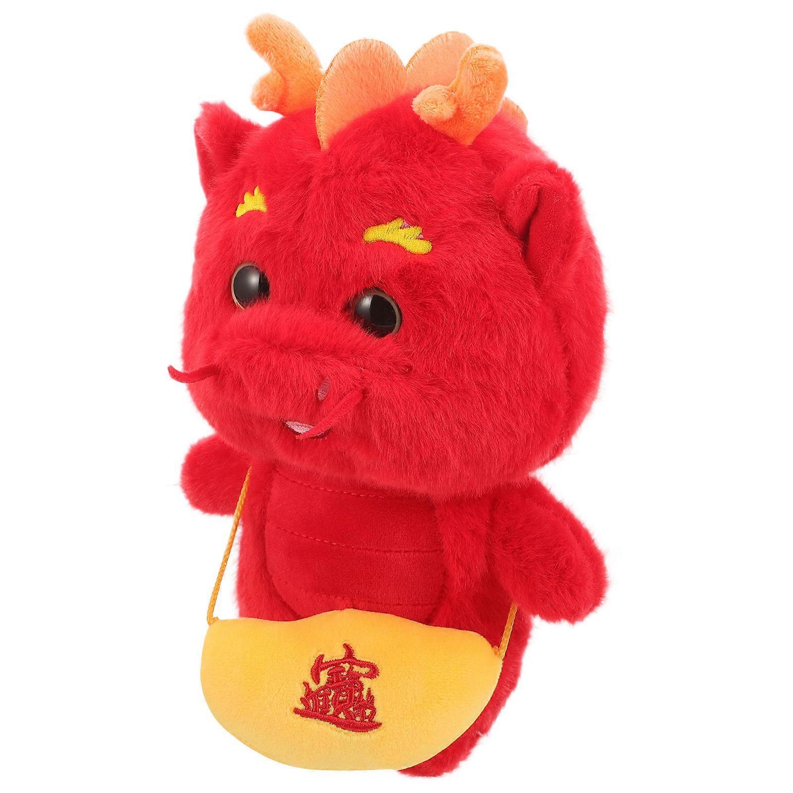 Cute Dragon Plush Doll in Traditional Suit Multi Functional Decorative Pillow for Sofa, Dorm & Festive Gift