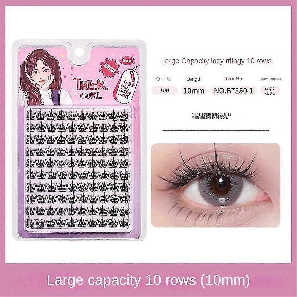 Lazy Trilogy False Eyelashes 10 Rows Large Capacity Fine Stem Novice Self-adhesive Natural Soft Lazy Eyelash